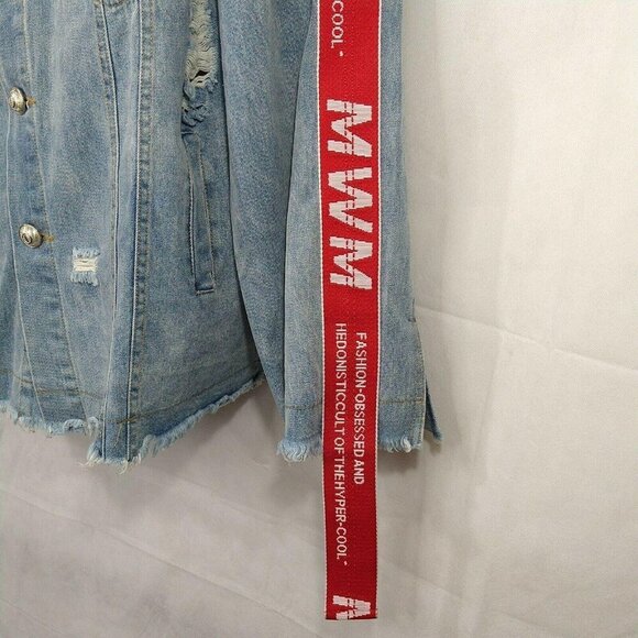 Mod Wave Movement Denim Jean Jacket Button Up XL - Picture 4 of 12